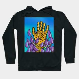 Abstract hand with purple leaves Hoodie